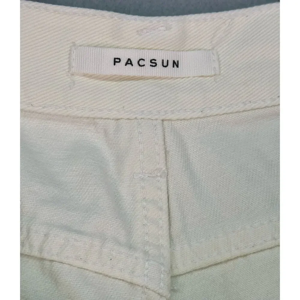 PacSun Sketchbook High Rise Carpenter Cargo Jeans Cream Graphic Doodle Size 27 - Picture 5 of 12
